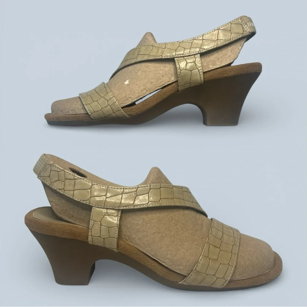 Aerosoles‎ Women's Sandals Brasserie Faux Croc Embossed Slingback Tan Sz 6.5 - Picture 4 of 13